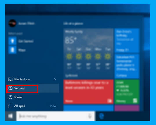 go to Settings in Windows 10- Google Chrome deafult browser