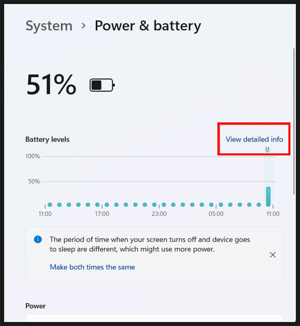 battery health details Windows 11