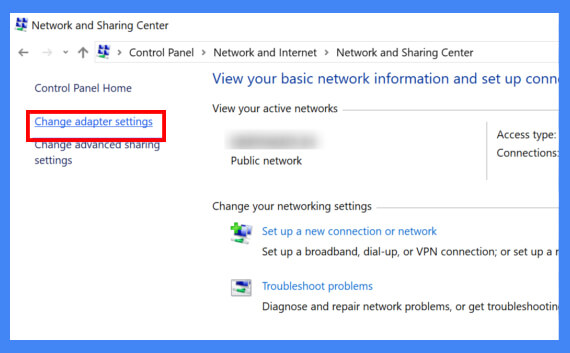 change adapter settings- Windows 10