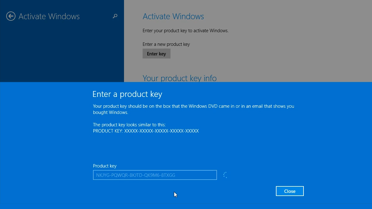 enter your Windows 8.1 product key