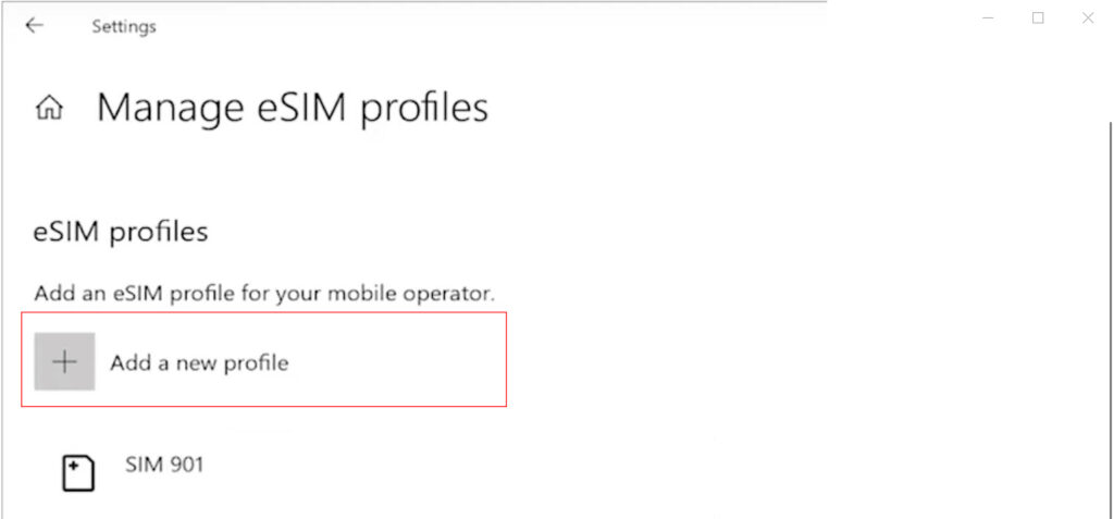 add new esim profile