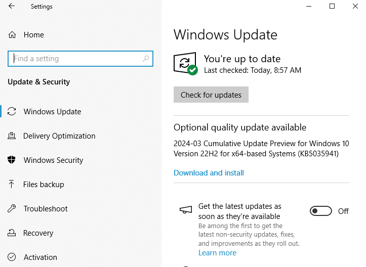 update your Windows 10